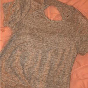 Grey back cut out tie workout top